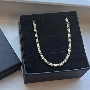 Gold Plated Chain Necklace Textured Link Sparkle Valentino Chain Minimalist